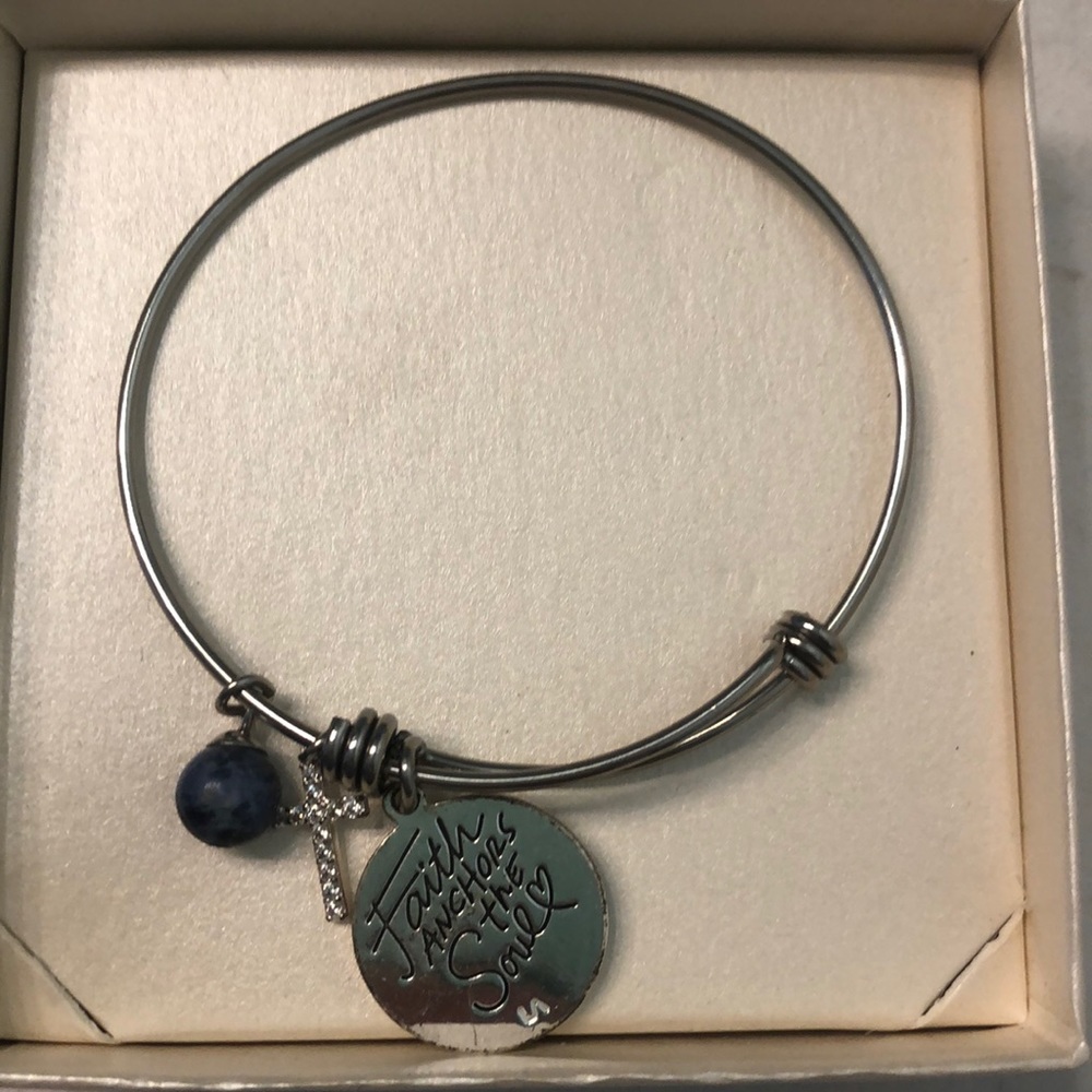 “Faith Anchors the Soul” stainless steel bangle